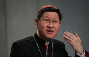 Cardinal Tagle at the Synod of Bishops on October 9, 2015.   Daniel Ibanez/CNA.