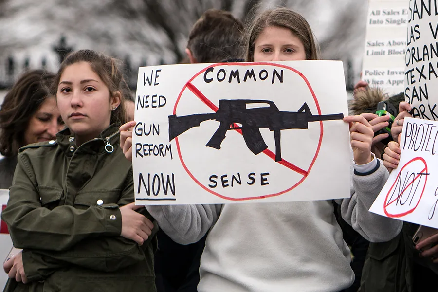 Demonstrators from Teens for Gun Reform, an organization of students in the Washington DC area created in the wake of February's school shooting in Parkland, Fla. ?w=200&h=150