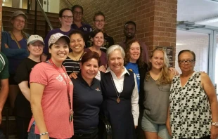 Sister Norma Pimentel with volunteers and staff.   Catholic Social Services of Columbus