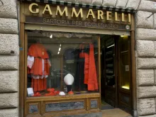 The Gammarelli store-front after the announcement of a consistory of cardinals in October, 2010. 