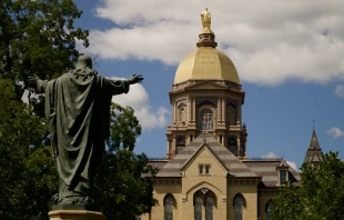 The Golden Dome atop the Main Building at the University of Notre Dame. RebeccaDLev/Shutterstock.