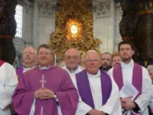 The Ordinary, Monsignor Keith Newton, and other members of the Personal Ordinariate of Our Lady of Walsingham pose in St. Peter's Basilica in February 2012.