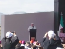 The Pope delivers his speech at Guanajuato airport
