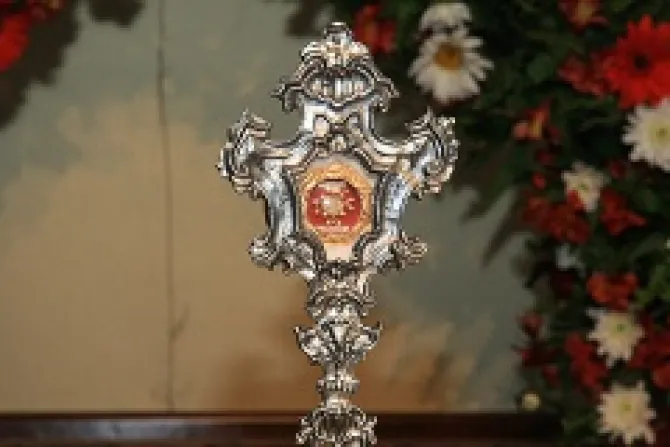 The Sacred relic from the arm of St Sebastian was brought to Sri Lanka and was enshrined at St Sebastians Shrine Kandana Credit Fr Sunil de Silva CNA 1 14 14