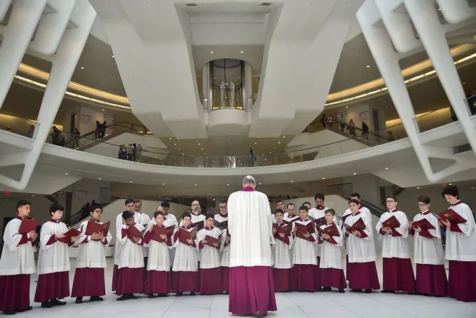 The Sistine Chapel Choir at Westfield World Trade Center on May 9 2018 Credit Theo Wargo Getty Images CNA 2