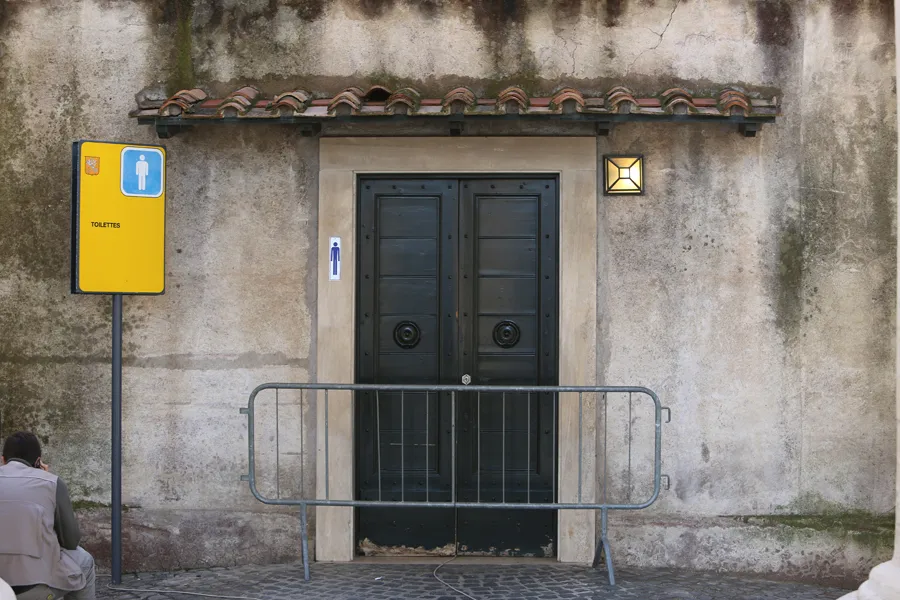 The Vatican plans renovations of these restrooms for pilgrims next to Bernini's colonnades, just off St. Peter's Square, Nov. 14, 2014. ?w=200&h=150
