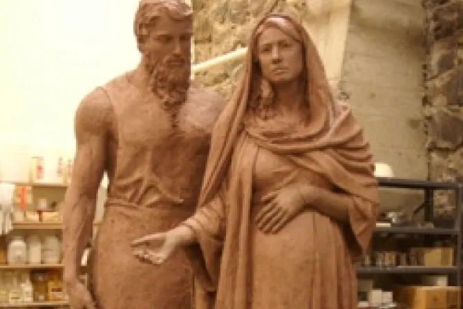 The bronze sculpture Mary and Joseph by artist Rip Caswell 2 CNA US Catholic News 2 22 12
