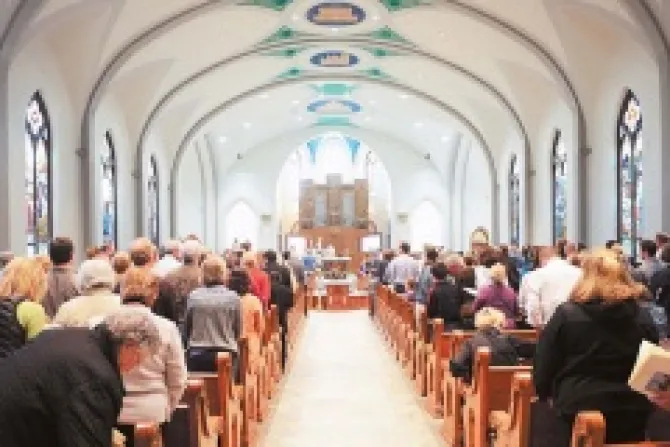 The congregation at Holy Rosary participates in the Oct 7 rededication Mass at the renovated church Credit Eric Connolly of the Montana Catholic CNA US Catholic news 10 26 12