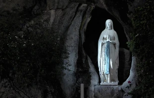 The grotto where Our Lady of Lourdes is said to have appeared. May 14, 2015.   Alessio Di Cintio/CNA.