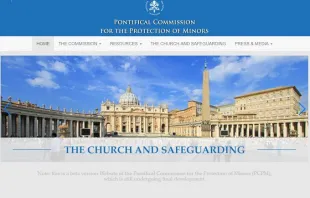 The new website for the Pontifical Commission for the Protection of Minors.   Screenshot.