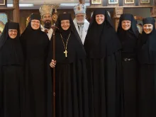 The nuns of Christ the Bridegroom Monastery in Burton, Ohio, with Bishops Milan Lach and John Kudrick, following a Hierarchical Divine Liturgy, Sept. 30, 2019. 
