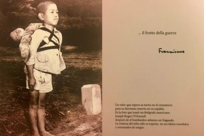 The photo of the boy from Nagasaki that the Pope shared with journalist Credit Vatican Media Catholic News Agency 680