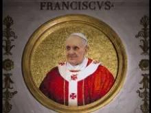 Pope Francis' portrait in the Basilica of St. Paul Outside the Walls. 