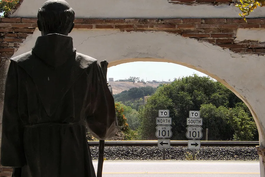 The statue of Bl. Junipero Serra at the Mission San Miguel in California. ?w=200&h=150