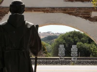 The statue of Bl. Junipero Serra at the Mission San Miguel in California.