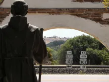 The statue of Bl. Junipero Serra at the Mission San Miguel in California. 
