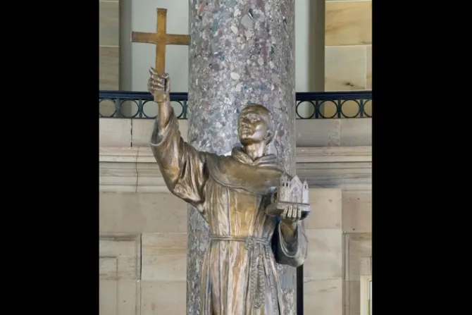 The statue of Father Junipero Serra inside the National Statuary Hall in Washington DC CNA 2 6 15