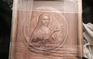 This image of St. Therese of Lisieux was a gift presented to Pope Francis by French journalist Caroline Pigozzi. Photo courtesy of Caroline Pigozzi/CNA. 