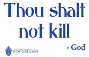 Thou Shalt Not Kill yard sign being distributed in the archdiocese.   Archdiocese of New Orleans.