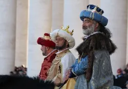 Three Wise men ride through St. Peters Square during a parade held after Pope Francis' Mass for the Feast of the Epiphany on Jan. 6, 2014 ?w=200&h=150