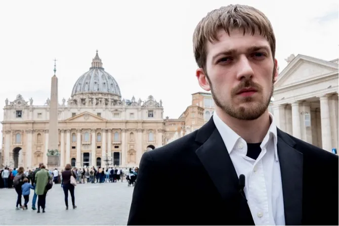 Tom Evans the father of Alfie Evans after his meeting with Pope Francis April 18 2018 Credit Daniel Ibanez CNA