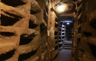 Tombs line the walls of the Catacomb of Pricilla beneath Rome, Nov. 20, 2012.   Andreas Dueren/CNA.