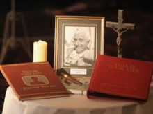 A table of tributes to Sir Jimmy Savile at his wake. 