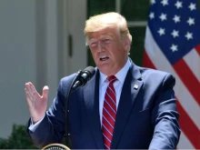 President Donald Trump at a White House press conference, 2019. 