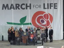 President Donald Trump takes the stage at the 2020 March for Life. 
