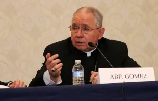 Archbishop Jose Gomez at a June 11 press conference.   Kate Veik/CNA