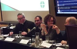 CARA's Bishops and Bloggers panel. (L-R) Bishop Christopher Coyne of Indianapolis, Rocco Palmo, Mary DeTurris Poust and Terry Mattingly. ?w=200&h=150