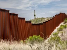 The US-Mexico border wall in Arizona. 
