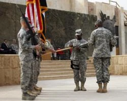 US military holds flag casing ceremony in Baghdad as troops pullout of country. ?w=200&h=150
