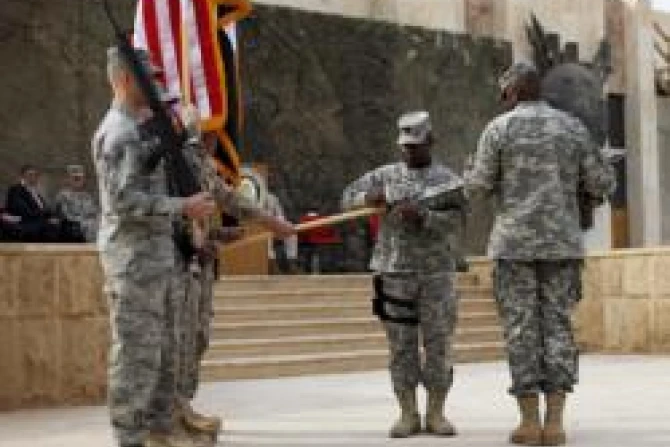 US Military Holds Flag Casing Ceremony In Baghdad As Troops Pullout Of Country Credit Pablo Martinez Monsivais Pool Getty Images News Getty Images CNA US Catholic News 12 16 11