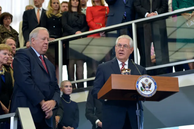 US Secretary of State Rex Tillerson delivers welcome remarks to State Department employees February 2 2017 State Department photo public domain