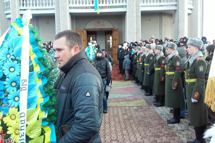 The funeral of Taras Brus, a Ukrainian serviceman who died in Ilovaisk, Donetsk Oblast, in the summer of 2014.?w=200&h=150