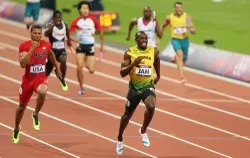 Usain Bolt of Jamaica approaches the finish line to win gold and set a new world record of 36.84 during the Men's 4x100m Relay Final, Aug. 11, 2012. ?w=200&h=150