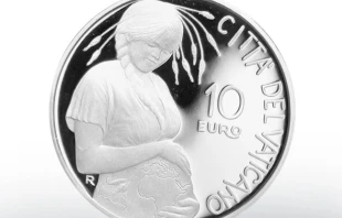 Vatican City State Mint’s 10 euro coin marking the 50th Anniversary of World Earth Day.   Ufficio Filatelico Numismatico Vaticano.