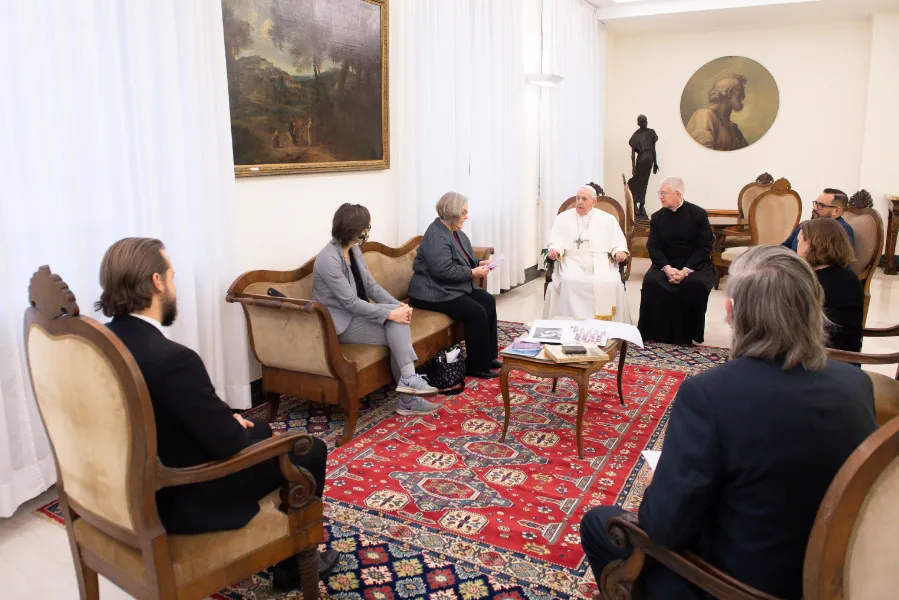 Pope Francis speaks with representatives of Catholic News Service at the Vatican, Feb. 1, 2020. Credit: Vatican Media.?w=200&h=150
