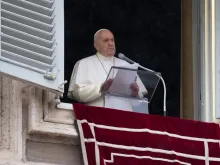 Pope Francis pictured at his window overlooking St. Peter’s Square during an Angelus address. 
