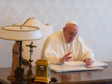 Pope Francis delivers his message at the Vatican for Earth Day, April 22, 2021