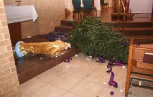 Vandalism at Our Lady of Prompt Succor.   Office of Communications/Diocese of Lake Charles