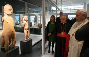 Pope Francis at the Vatican Ethnological Museum Oct. 18, 2019.   Vatican Media.