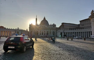 St. Peter's Square guarded by the Italian national police force.   Massimiliano Valentí/CNA