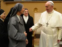 Pope Francis greets his second cousin, Sister Ana Rosa Sivori, in 2013. 
