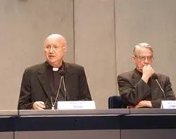 Archbishop Claudio Maria Celli and Fr. Federico Lombardi speak at a press conference announcing the Vatican news portal?w=200&h=150
