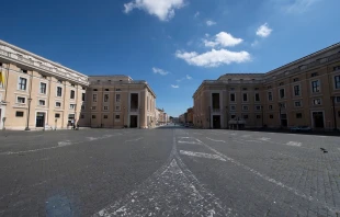 Vatican offices on an empty Papa Pio XII Square.   Vatican Media.