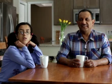 A Veritas Christi student with her father. Photo courtesy of Veritas Christi.