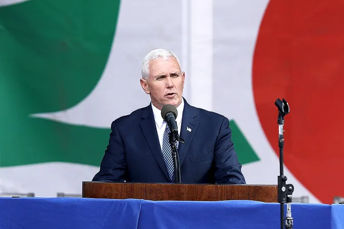 Vice President Mike Pence addresses the Pro Life Rally at the National Mall in Washington DC Jan 27 2017 Credit Chip Somodevilla Getty Images CNA