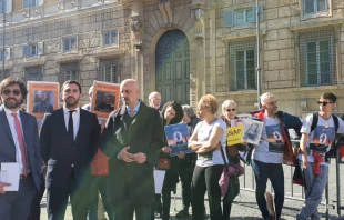 Victims of clergy sexual abuse, activists, and lawyers gather in Rome, Feb. 21, 2020.   Hannah Brockhaus/CNA.